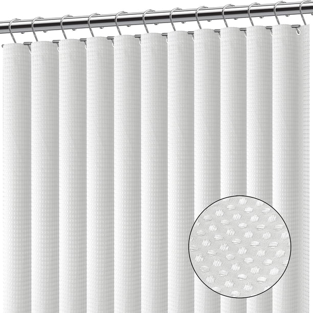 Clara Clark Cortina de ducha blanca – Cortinas de ducha impermeables para baño, cortina de ducha de tela tipo gofre, cortina de baño resistente, cortina de ducha de tela de 72 x 72, cortina de ducha d