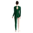thumbnail image 2 of Zaldita Womens Sheer Mesh Patchwork Long Sleeve Bodysuit Rhinestones Dance Gymnastics Leotards Green M, 2 of 6