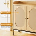 thumbnail image 4 of Shoe Storage Cabinet with 3 Rattan Doors & 5Adjustable Layers, Freestanding Shoe Rack for Entryway, Hallway, Living Room, 4 of 6