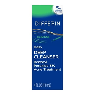 Differin Daily Deep Cleanser Face and Body Wash with 5% Benzoyl Peroxide, Dermatologist-Developed for Acne-Prone Skin, 4 oz