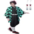 thumbnail image 3 of Disfraz de cosplay Buyoem Tanjiro Anime Kimono Green Child 120, 3 of 6