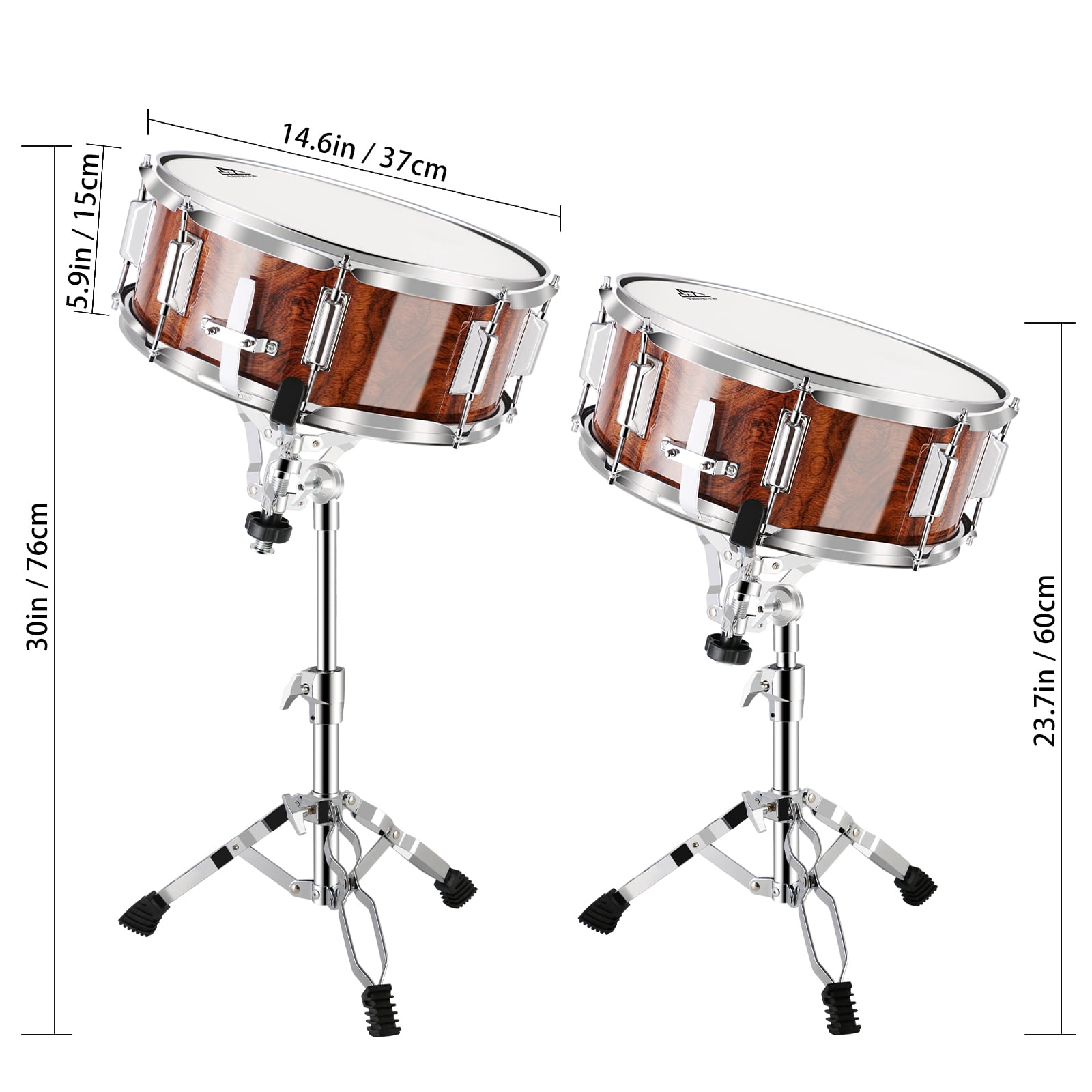 EASTROCK 14x5.5 Stage Snare Drum 10-Lug Tension System with Drumsticks Oxford Backpack for Beginner Drummer (Tiger Stripes)