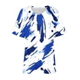 thumbnail image 4 of Liquidation d'Économies d'Été! Fatuov T-Shirts pour Femmes Grande Taille Tendance Décontractés à Manches Courtes à Imprimé Floral T-Shirts Graphiques d'Été à Col en V Multicolores, Taille 4TG, 4 of 4