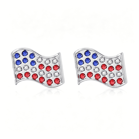 DESIGNICE American Flag Dangle Earrings for Women, Red White Blue