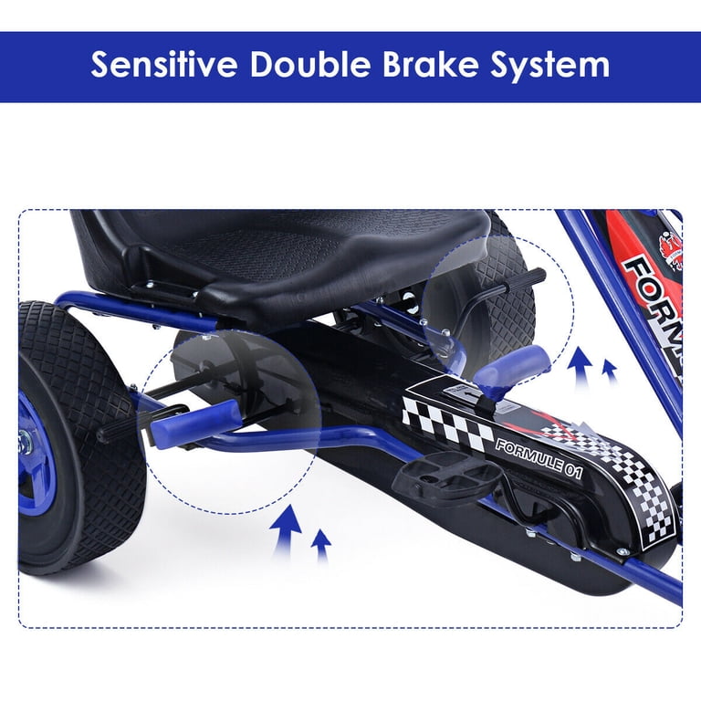 Costway 4-Wheel Kids Pedal Go-Kart Racer, Blue photo 5