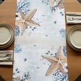 thumbnail image 5 of Table Runners 120 Inches Long Dress Scarves, Blue Beige Coastal Farmhouse Coffee/Dining/Kitchen Table Runner for Living Room, Beach Starfish Summer Eucalyptus Ombre 13x120 Inch, 5 of 9