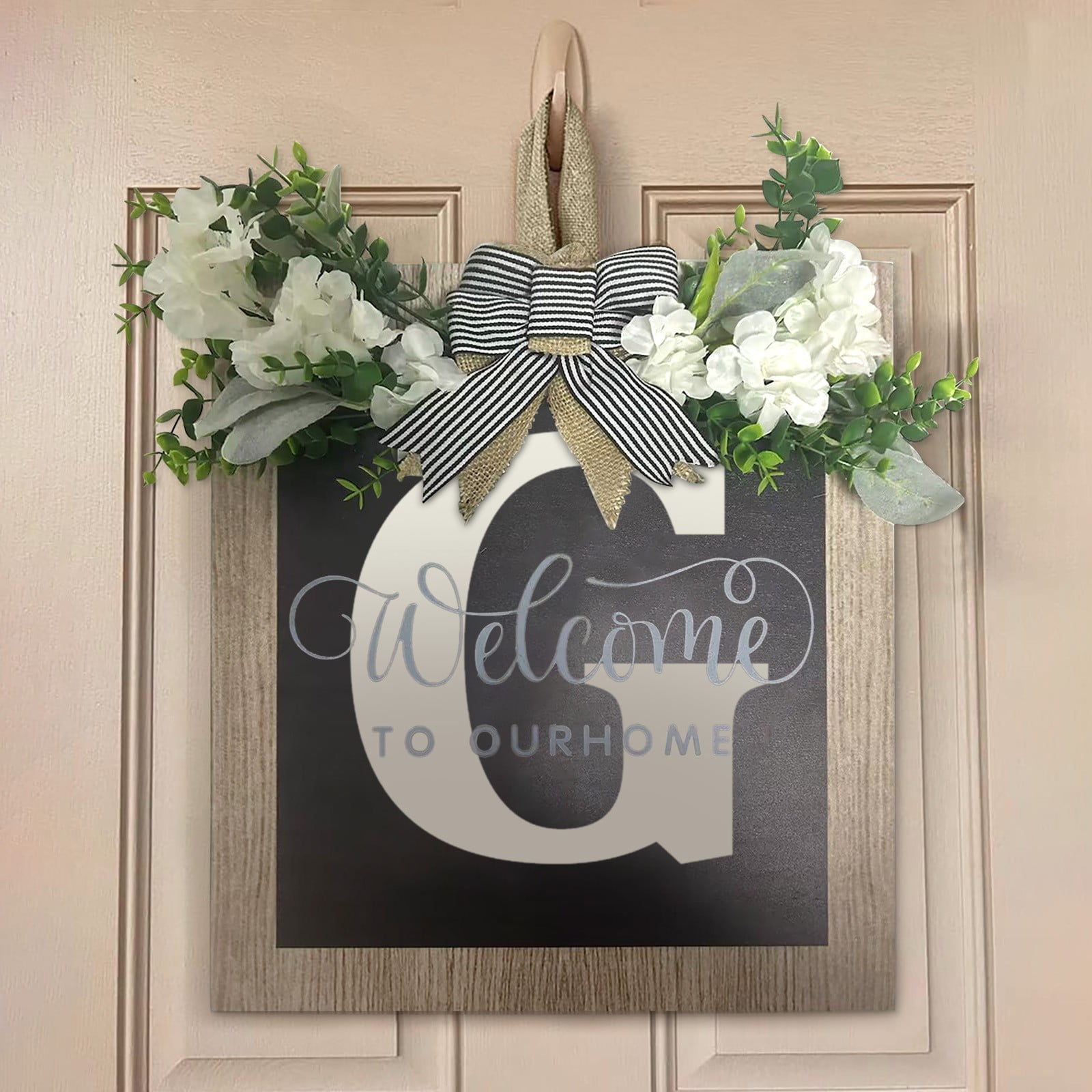  Personalized Family Last Name Round Sign Initial Split Letter  Wreath Custom First Names Est Year Established Sign Monogram Door Hanger  Wall Decor Housewarming Handmade Wedding Gift (Design 1) : Handmade Products