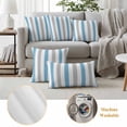 thumbnail image 6 of Blue Grey Striped Outdoor Waterproof Pillow Covers, Geometric Vertical Stripes Minimalist Decorative Square Throw Pillowcase Sofa Cushion Sham for Patio/Couch/Chair, 26"x26" 2 Pack, 6 of 8
