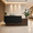 71 inch / Walnut Brown & Black, variant on 71" Modern Executive Reception Desk with Privacy Panel, Front Desk for Office Lobby, Salon, Clinic & Corporate Waiting Area
