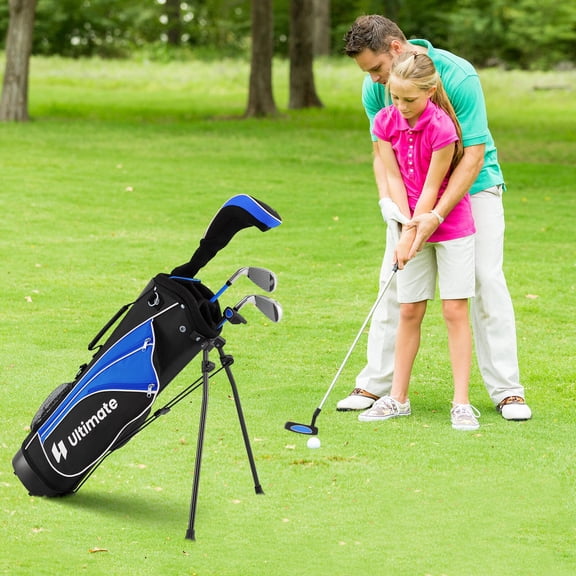Junior Golf Club Set for Children Age 11-13, 5-Piece Complete Set with Stand Bag, Blue
