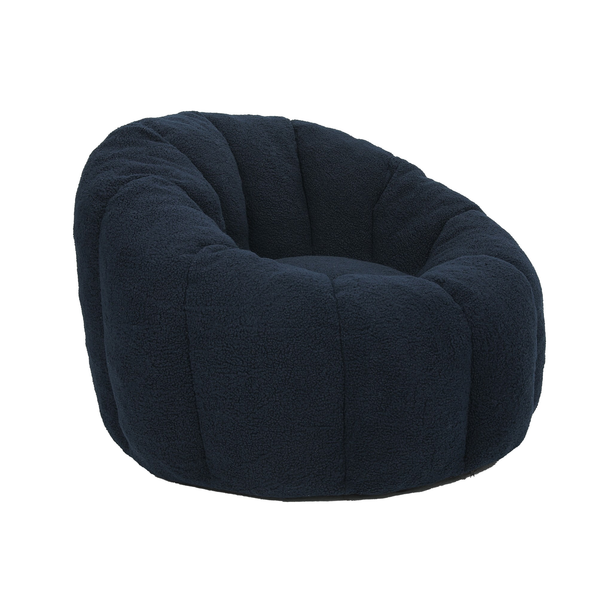 Bean Bag Chair for Adults, Faux Fur Memory Foam Bean Bag Sofa with Armrests, Fluffy Lazy Chair for Living Room Bedroom, Dark Blue