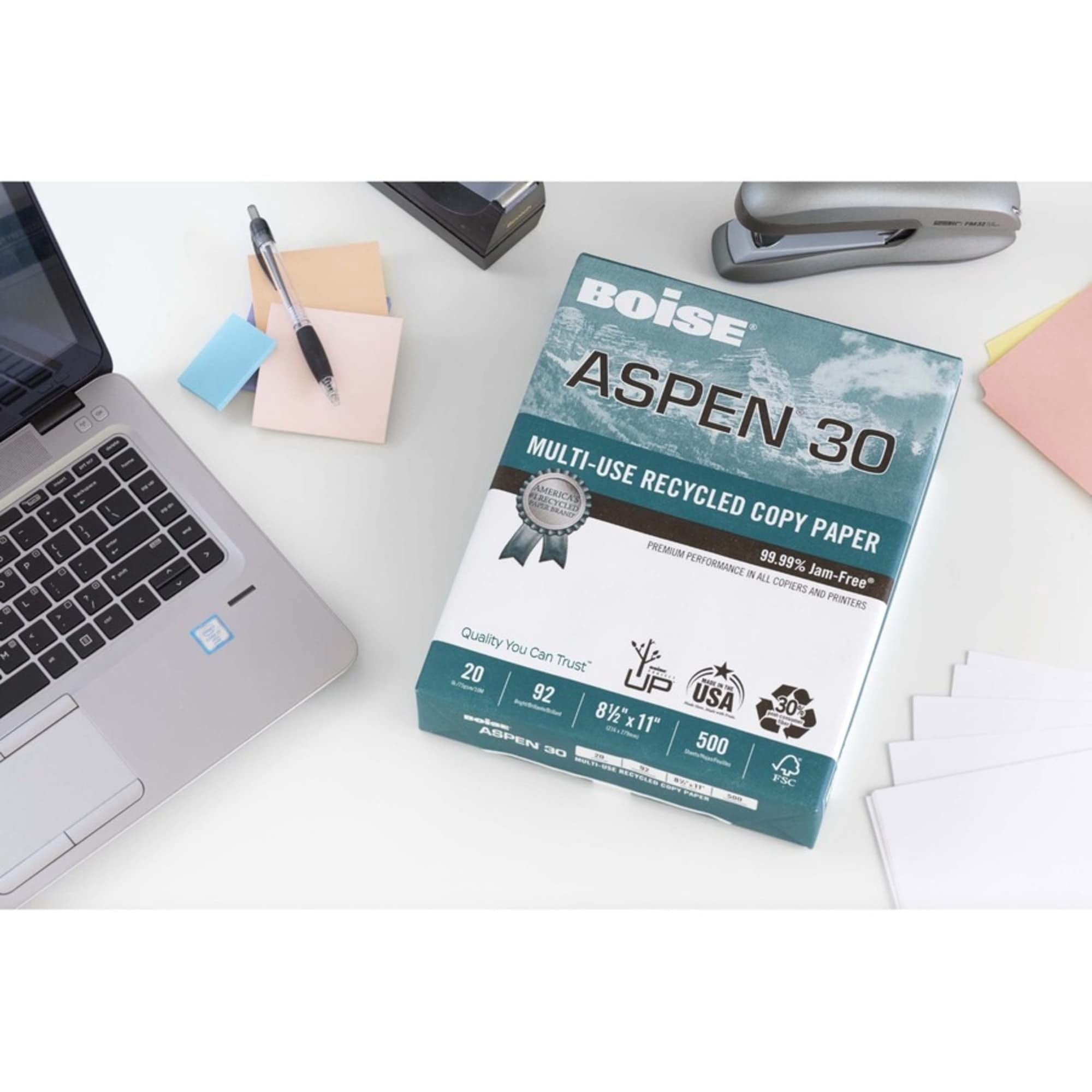 BOISE ASPEN 30% Recycled Multi-Use Copy Paper, 11" x 17", Ledger, 92 Bright, 20 lb., Ledger, 5 Ream Carton (2500 Sheets)
