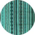 thumbnail image 1 of Ahgly Company Machine Washable Indoor Round Solid Turquoise Blue Modern Area Rugs, 6' Round, 1 of 4