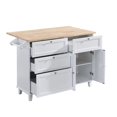 thumbnail image 2 of ARCTICSCORPION 50.3x29.5x36.6inch Kitchen Island Set, White, 2 Seatings, 2 of 7