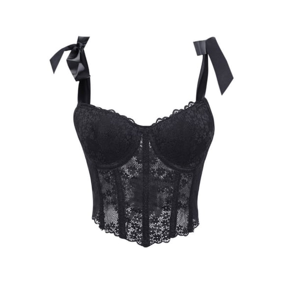Hvyesh Corset Tops for Women Lace Bustier Crop Top Going Out Mesh Cami Tops for Halloween