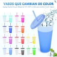 thumbnail image 3 of Vasos Reutilizables de Plastico, Viene en una hermosa caja de regalo, cambia de color con agua fría, con Tapa y Popote, para fiestas;bodas;reuniones;café frío;batidos y regalos, 3 of 4