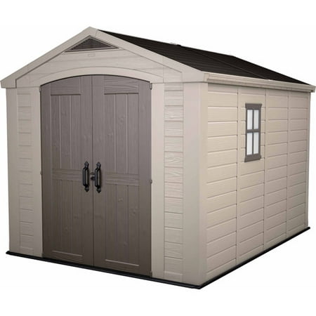 Keter Factor 8' x 11' Resin Storage Shed; All Weather Plastic Outdoor Storage,