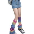thumbnail image 3 of Wangsaura Women's Knit Slouch Socks, Gradient Rainbow Color Footless Boot Cuff, 3 of 8