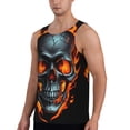 thumbnail image 2 of Pofeuu Flame Metal Skull Print Men's Workout Tank Tops Sleeveless Muscle Gym Shirt Quick Dry-4X-Large, 2 of 7