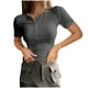 thumbnail image 1 of Karight Women's Summer Tops Short Sleeve Shirts Ribbed Knit Henley Button Up T Shirts Slim Fit Casual Basic Tee, 1 of 6