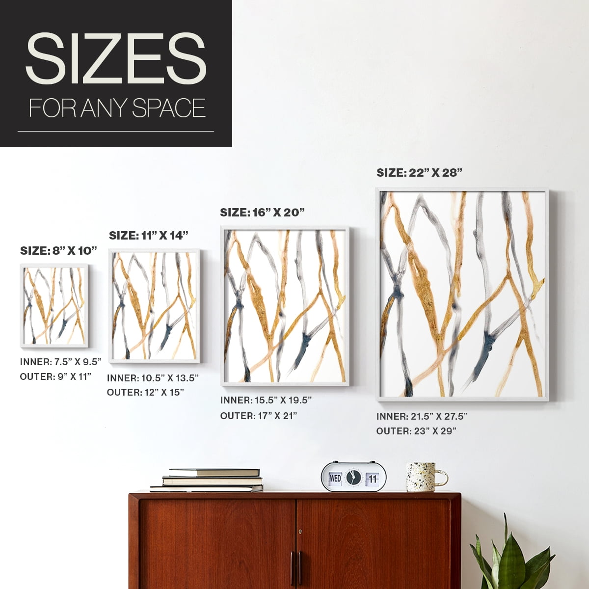 Runnel X Framed Print in White Solid Wood Framed Print No Nail Hanging