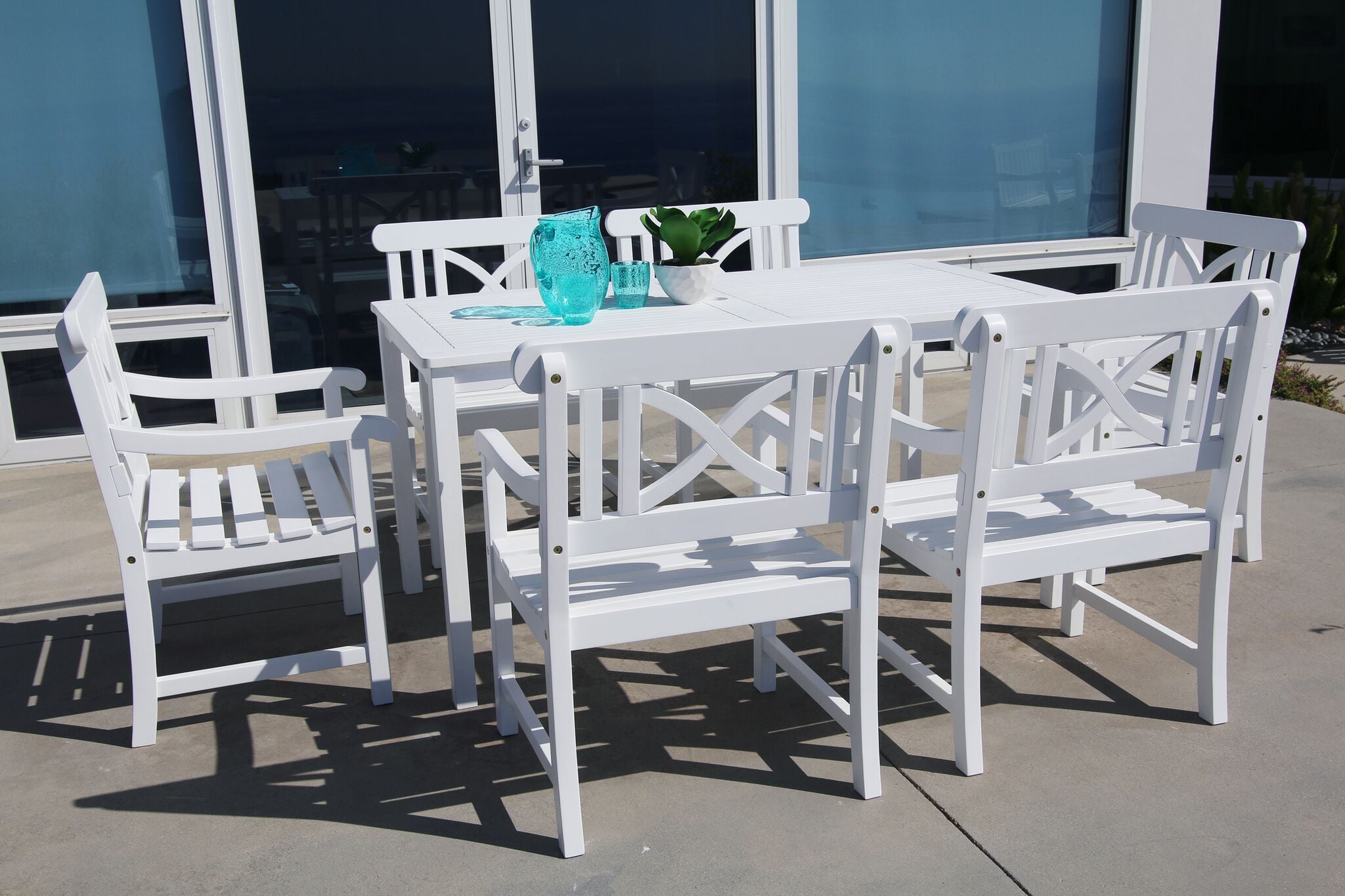 Bradley Outdoor Patio 7piece Wood Dining Set in White Walmart Canada