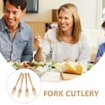 thumbnail image 4 of NICEXMAS 4-Piece Wooden Salad Fork Set with Khaki Triangle Handles, Kitchen Utensils for Cooking and Serving, 4 of 8