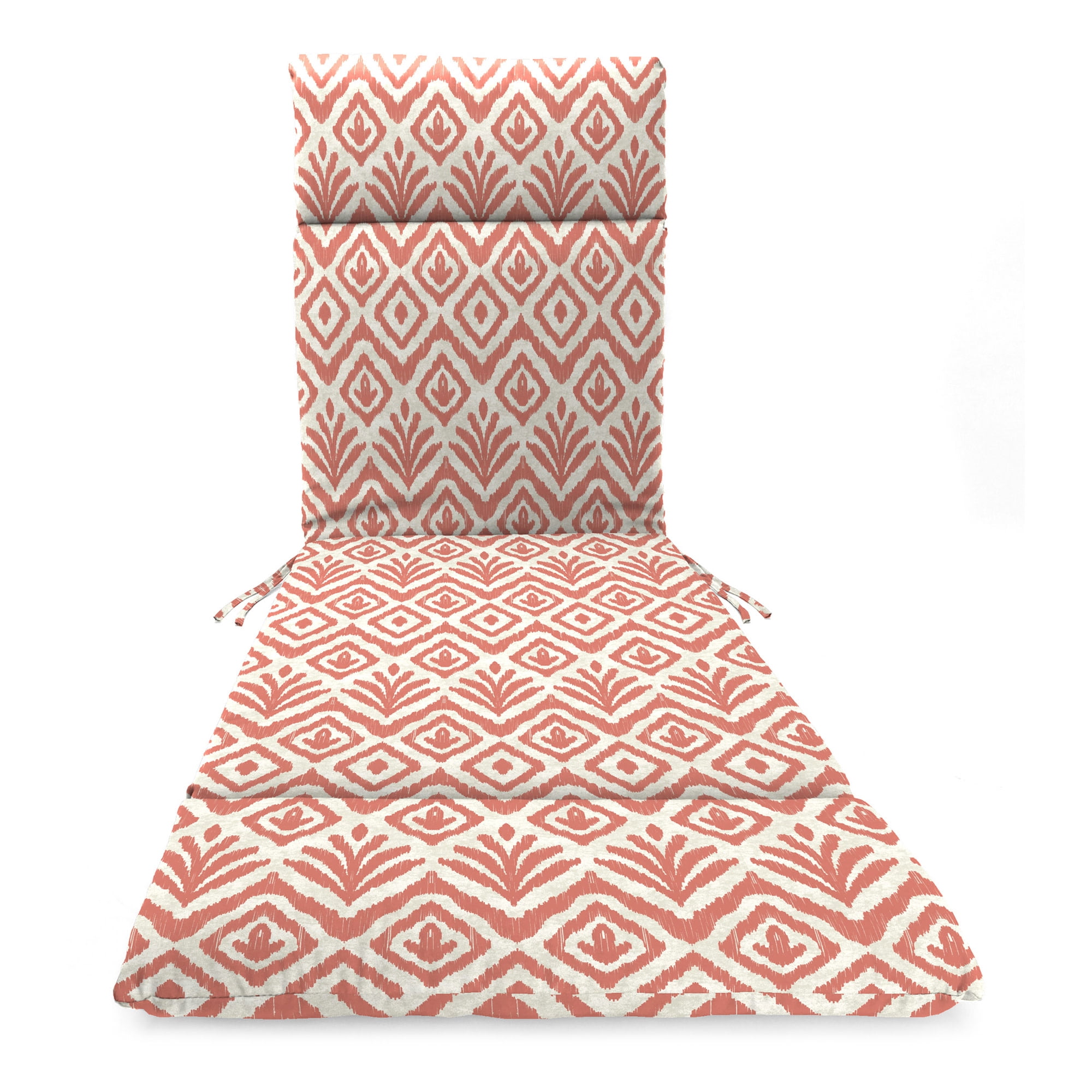Jordan Manufacturing 72" x 21" Tinker Suntan Coral Ikat Rectangular Outdoor Chaise Lounge Cushion with Ties and Hanger Loop