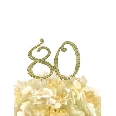 Rhinestone Cake Topper - Number 80 - Gold