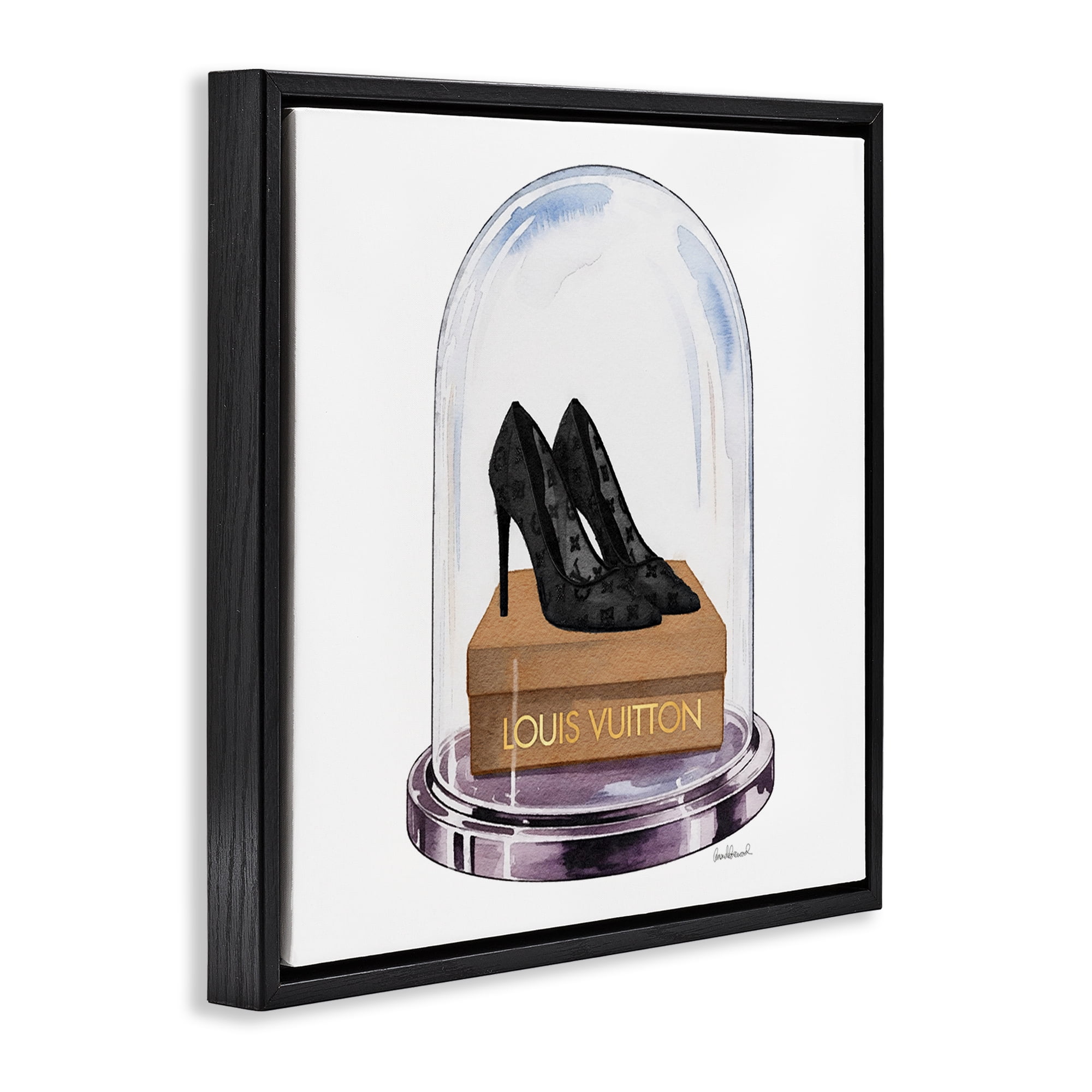 Stupell Industries Black Heels in Bell Jar Black Framed Floater Canvas Wall Art, design by Amanda Greenwood