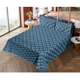 thumbnail image 4 of Ambesonne Fleur De Lis Fitted & Flat Sheet with Shams 4 Pcs Set, Modern Aquatic Motifs, Full, Night Blue Turquoise, 4 of 5