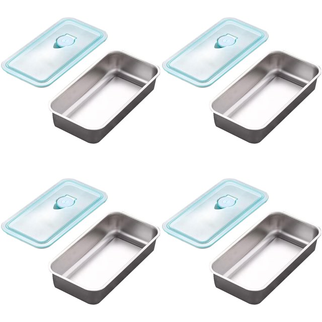 Clearance!Ymkly 4pcs Grab and Go Snack Containers Stainless Steel, Reusable Snack Condiment Containers with Lids, Single Grid Food Lunch Meal Container Prep for Travel, Small Packs Container