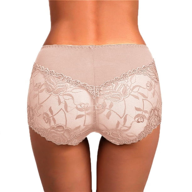 Gibobby Pantaletas de algodón para mujer Bragas sexis de encaje para mujer, tangas de G, lencería para mujer, Bikini, ropa interior breve, bragas para mujer(Beige,G)