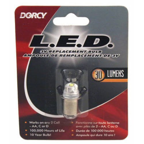 41-1643 DORCY 30 Lumen 3V LED Replacement Light Bulb for 2 Cell AA/C flashlight 