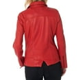 thumbnail image 3 of HOT Women's Genuine Lambskin Real Leather Jacket Red Stylish Collared Biker Coat W152, 3 of 4