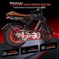 thumbnail image 3 of Movcan V30 Electric Bike for Adults, 750W Motor 28MPH, 48V 15.6Ah, 20" Fat Tire E Mountain Bike,Hydraulic Disc Brakes,Class 3,UL2849, 3 of 10