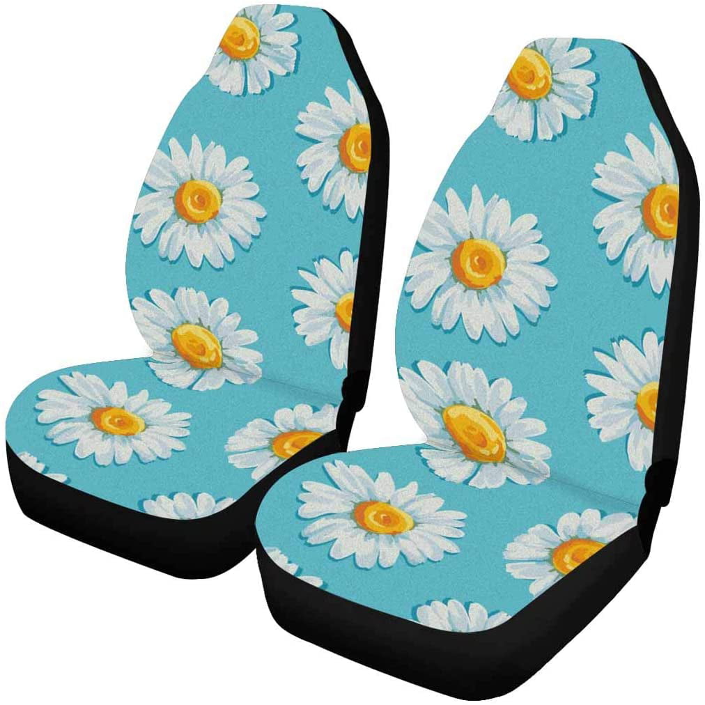 Front Vehicle Seat Protector Car Mat Covers Universal Fit for Vehicle Sedan SUV and Truck Automotive Interior KiuLoam Daisy Flower Sun Moon Car Seat Covers 2 Pcs