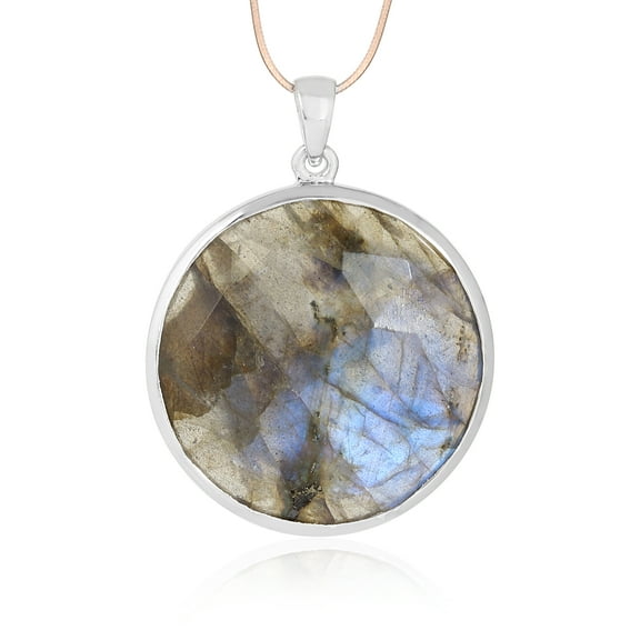 Natural Labradorite Pendant in 925 Sterling Silver for Men and Women Gifts