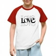 thumbnail image 2 of Girls Red Raglan T-Shirt with LOVE Graphic Soft Stretch Polyester Spandex Relaxed Fit for Ages 4-12,Size 5 T, 2 of 8