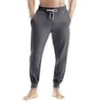 thumbnail image 2 of Men's Drawstring Pocket Cuffed Casual Pants, Solid Color Home Sleep Lounge Pants for Gift, Holiday and Relaxation,Dark Gray,3XL, 2 of 9
