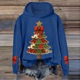 thumbnail image 2 of Womens Hooded Sweatshirts Xmas Tree Printed Loose Festive Christmas Hoodies Long Sleeve Graphic Pullover Tops (XL, Blue), 2 of 4