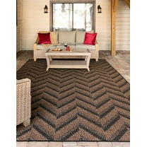Unique Loom Outdoor Modern Collection Area Rug - Chevron (3' 3" x 5' 1" Rectangle Brown/Black)