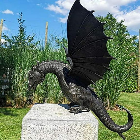 ADSE Garden Dragon Statue Fountain Dragon Ornament Resin Water Feature Sculpture for Home Garden Decoration