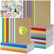 OMEYA Kraft Notebook College Ruled Bulk, 60 Pack Composition Notebook Bow with Stickers, A5 Lined Journals for Writing & Drawing, Notepad Journal Bulk for Classroom, Party Favors