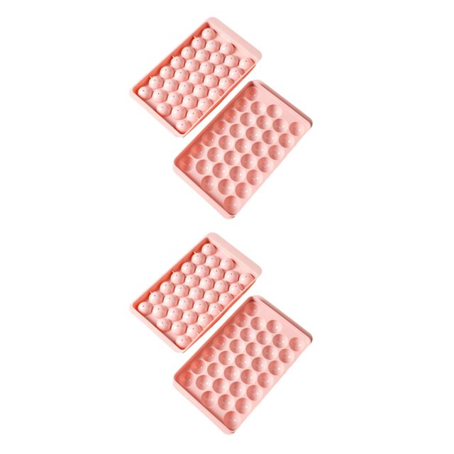 Bearachild Ice Cube Tray Molds Double Layer Icing Shaped Homemade DIY Cubes Kitchen PP Moulds Reusable Round Making Washable Maker Rosa 33 Rejillas 2piezas Bearachild CBP487925