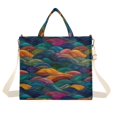 thumbnail image 7 of FORMRS Womens Corduroy Tote Bag Crossbody Shoulder Purse Handbag with Detachable Strap, Colorful Waves Pattern, 7 of 7