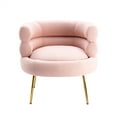 thumbnail image 3 of Modern Single Sofa Chair, Comfy Tufted Upholstered Accent Living Room Chair, Mid-Century Armchair with Golden Metal Legs, Leisure Lounge Chair with Curved Backrest for Living Room Bedroom, Pink, 3 of 7