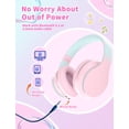 thumbnail image 2 of Auriculares Bluetooth para niños YOYOTUNE para colocar sobre las orejas con micrófono 10H, color rosa, 2 of 7