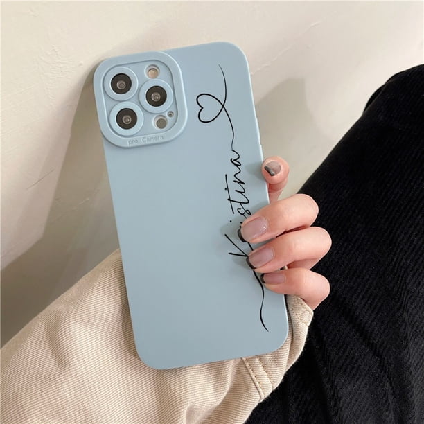 Nombre personalizado para iPhone 11 funda 14 13 Pro Max 12 Mini 11 8 Plus funda de silicona de lujo para iPhone 13 funda 6 6S 7 8 X XS XR SE 2020 Tan Jianjun unisex