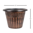 thumbnail image 3 of Garden Elements Indoor/Outdoor Plastic Dragon Banded Round Planter, Bronze, 13", 3 of 4